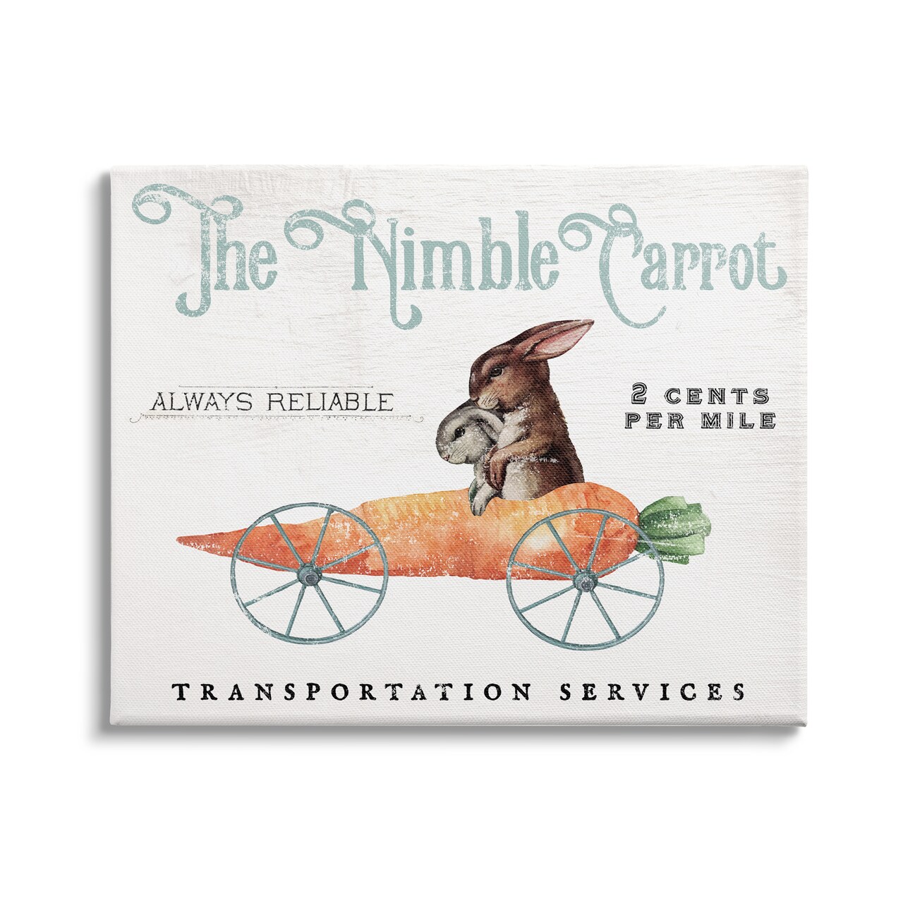 Stupell Industries Easter Bunny Nimble Carrot Car Canvas Wall Art